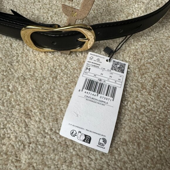 Mango CINTURON 650MILA black belt with gold buckle - M - Picture 4 of 7